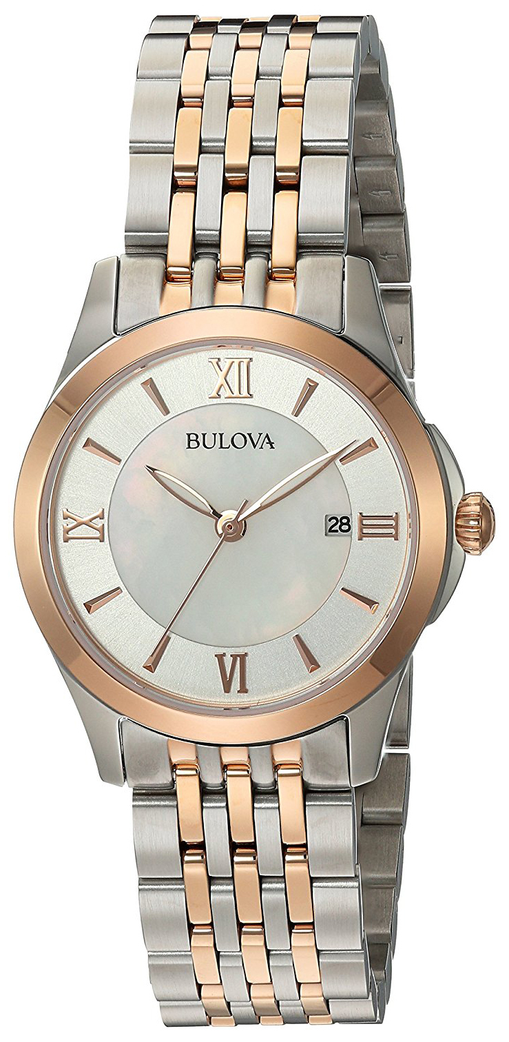 Bulova Damklocka 98M125 Vit/Roséguldstonat stål Ø27 mm - Bulova