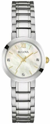 Bulova Damklocka 98P153 Diamond Vit/Stål Ø30 mm