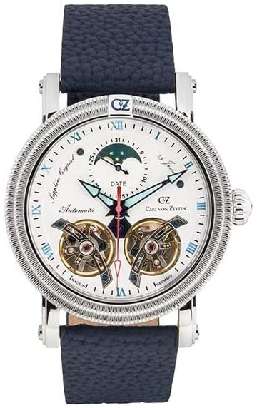 Carl von Zeyten Herrklocka CVZ0085WHS Schauinsland Vit/L&auml;der &Oslash;46 mm