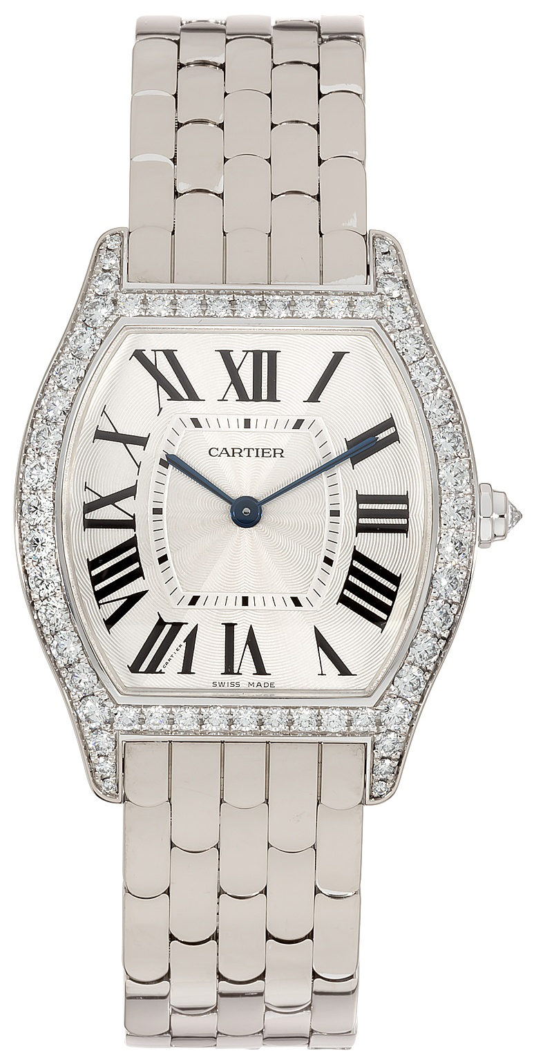 Cartier Tortue Damklocka WA501013 Silverfärgad/18 karat vitt guld