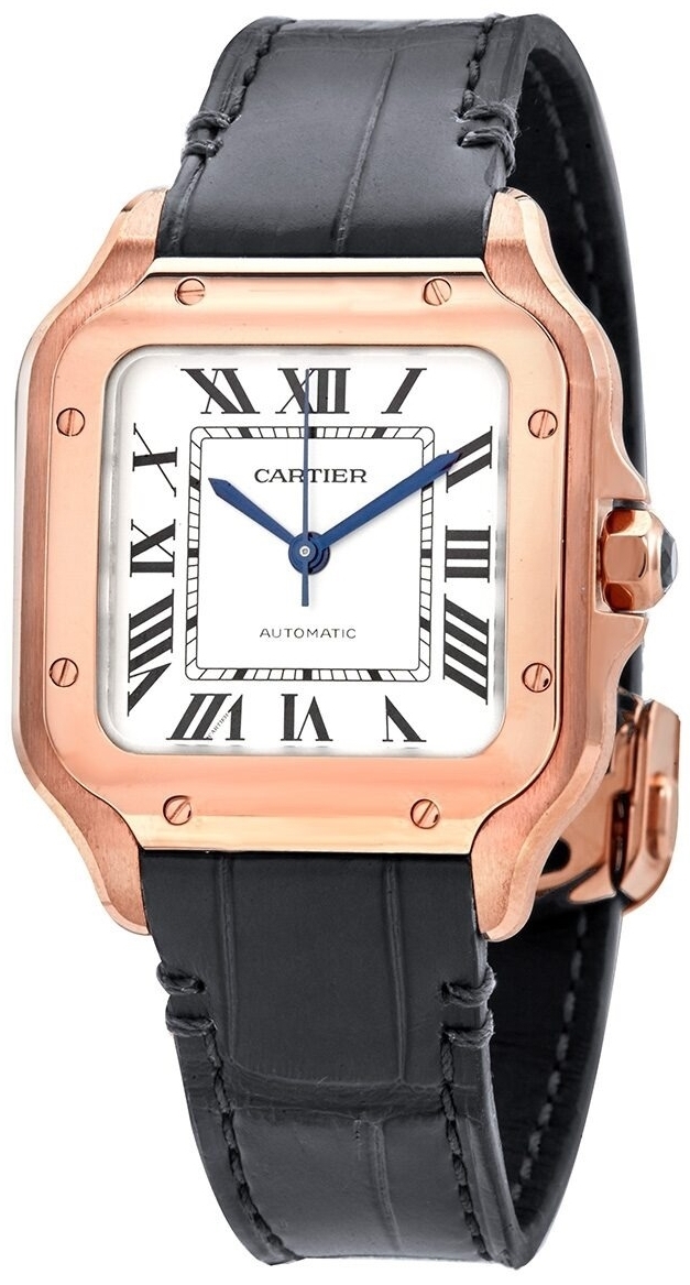 Cartier Herrklocka WGSA0028 Santos De Silverfärgad/Läder - Cartier