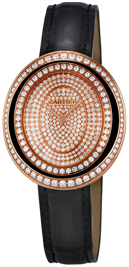 Cartier Hypnose Damklocka WJHY0007 Diamantinfattad/Läder Ø33.3 mm