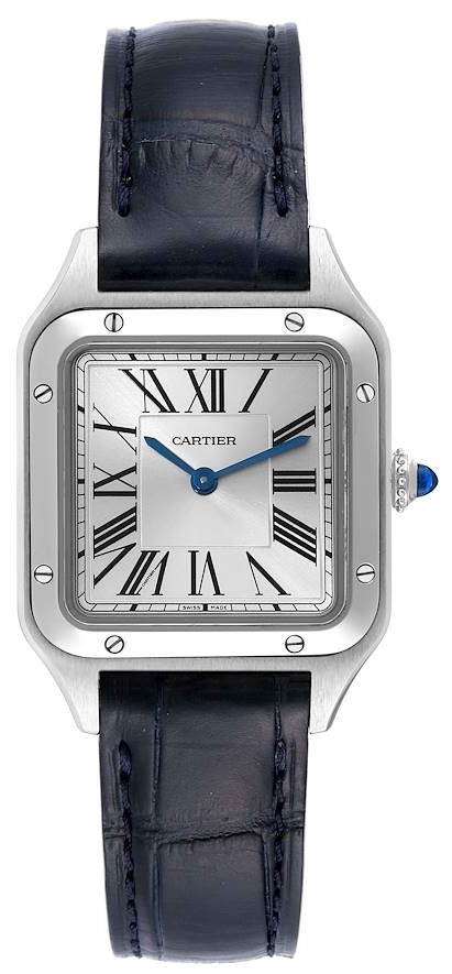 Cartier WSSA0023 Santos Dumont Silverfärgad/Läder - Cartier