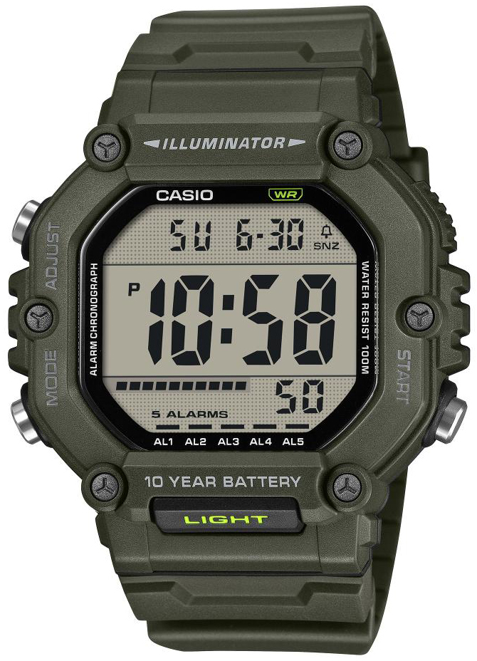 Casio Herrklocka AE-1600HX-3AVEF Timeless Collection LCD/Gummi &Oslash;49 mm