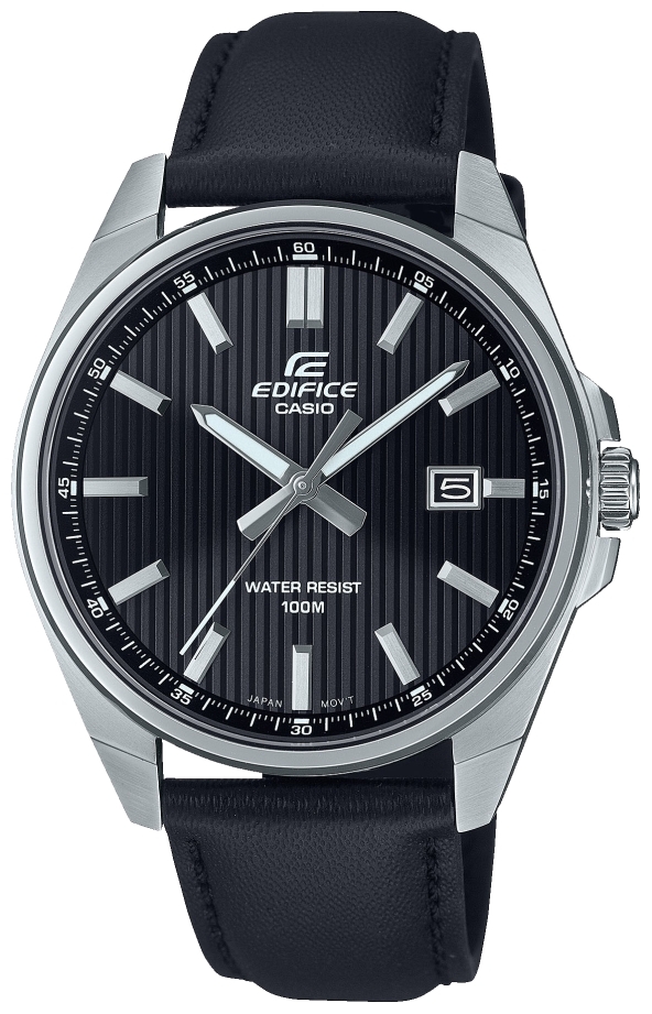 Casio Herrklocka EFV-150L-1AVUEF Edifice Svart/Läder Ø42.6 mm - Casio