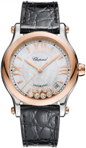 Chopard Damklocka 278559-6008 Happy Sport Vit/Läder Ø36 mm - Chopard