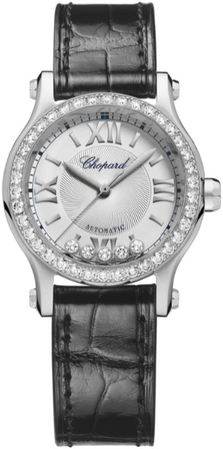 Chopard Damklocka 278573-3013 Happy Sport Silverfärgad/Läder Ø30 mm - Chopard