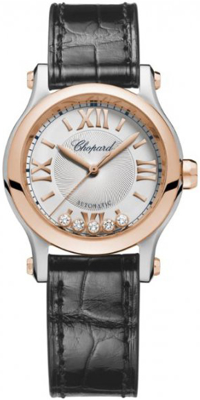 Chopard Damklocka 278573-6013 Happy Sport Silverfärgad/Läder Ø30 mm - Chopard