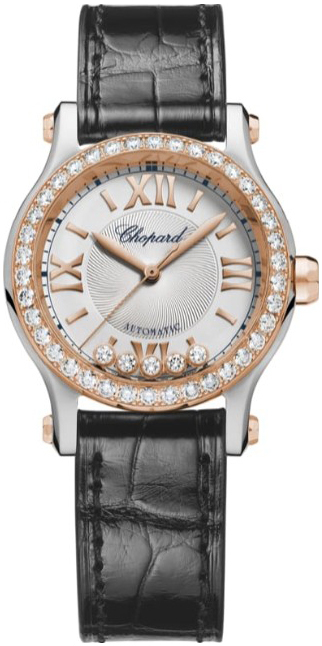Chopard Damklocka 278573-6015 Happy Sport Silverfärgad/Läder Ø30 mm - Chopard