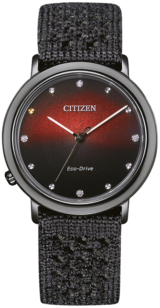 Citizen Damklocka EM1007-47E Eco Drive Röd/Textil Ø34 mm - Citizen