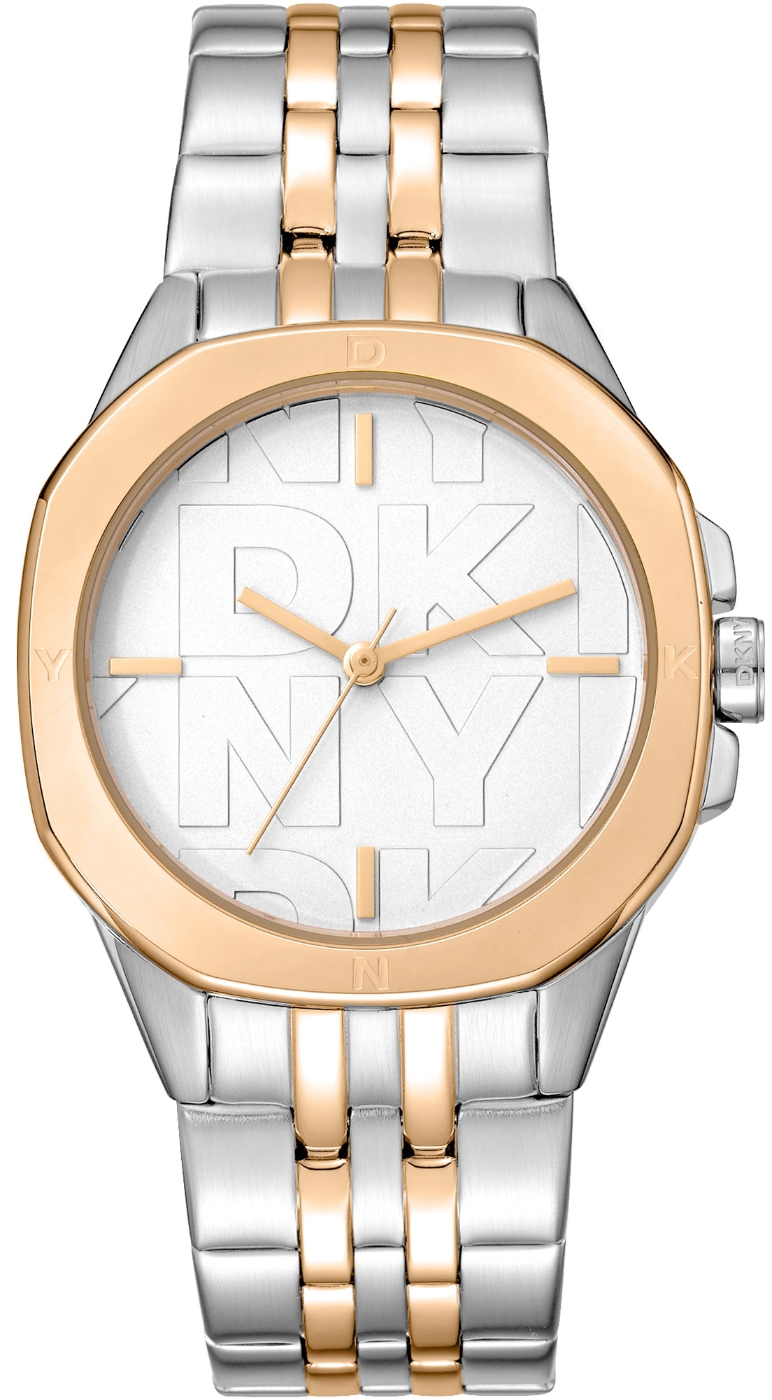 DKNY Damklocka DK1L012M0085 Brooklyn Midi Vit/Guldtonat stål Ø34 mm - DKNY