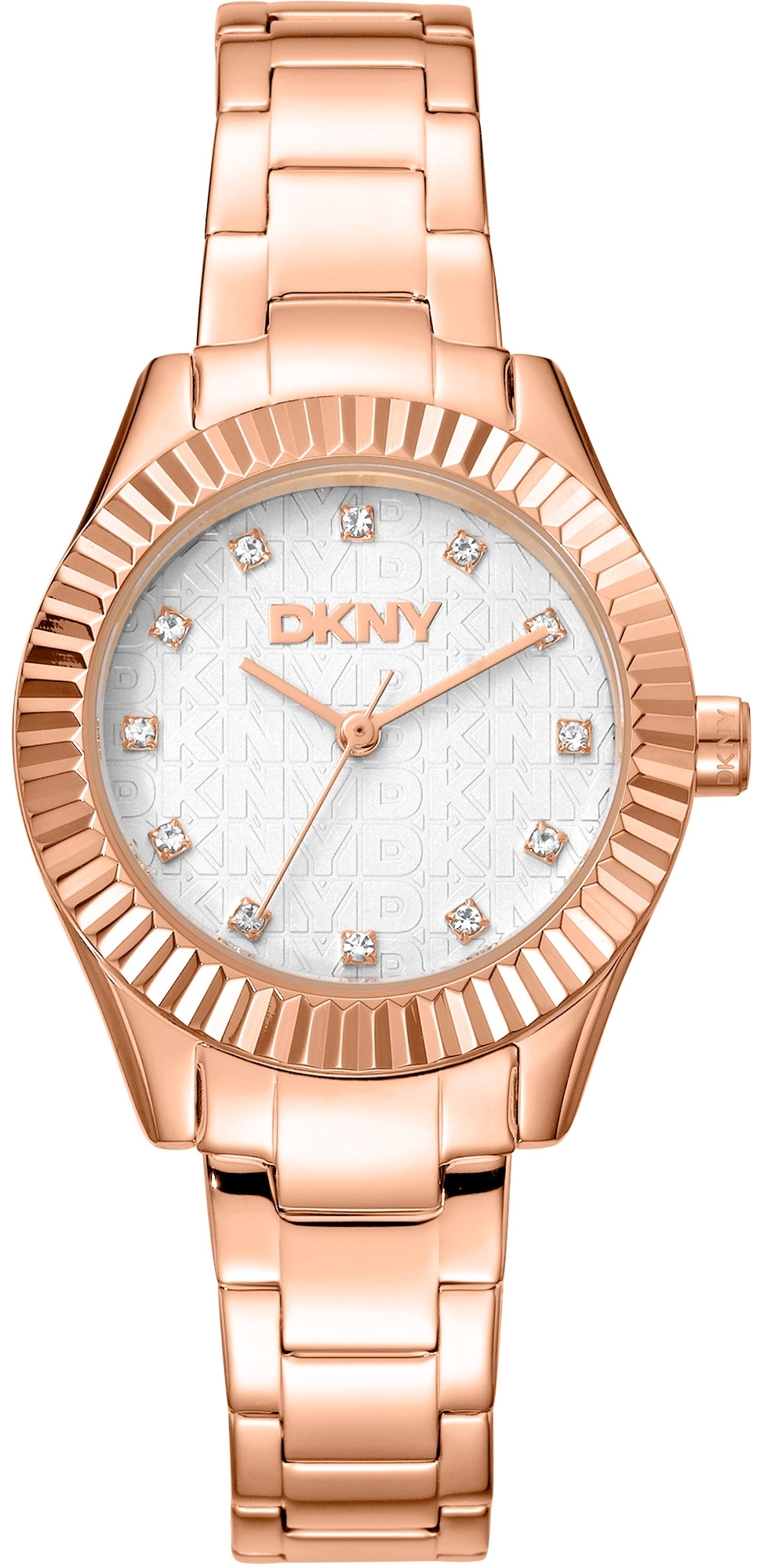 DKNY Damklocka DK1L017M0065 Chambers Glitz Vit/Roséguldstonat stål - DKNY