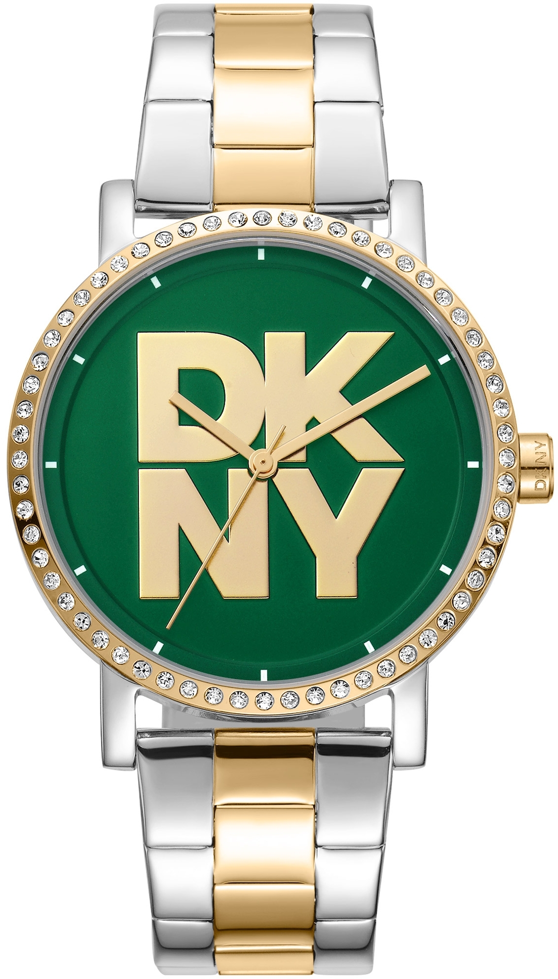 DKNY Damklocka DK1L035M0085 Soho Logo Grön/Guldtonat stål Ø36 mm - DKNY
