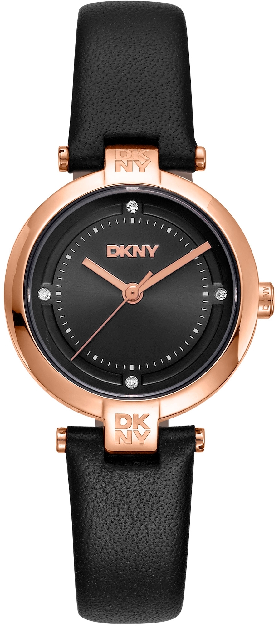 DKNY Damklocka DK1L043L0035 Essential Mini Svart/Läder Ø28 mm - DKNY