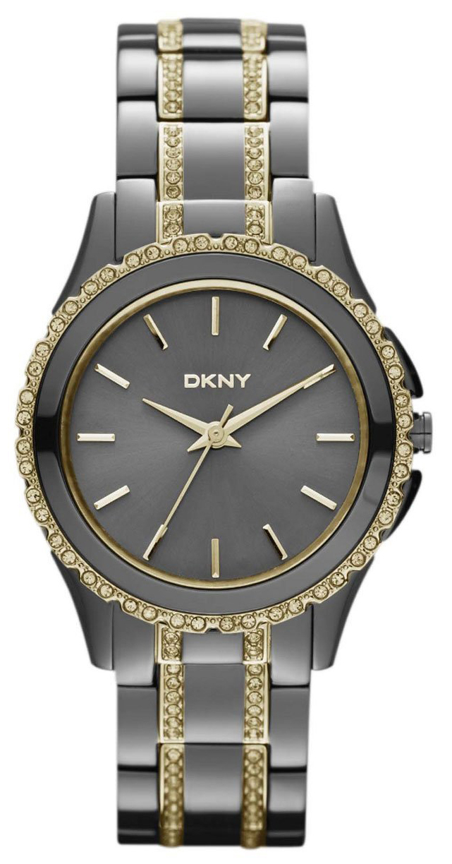DKNY Brooklyn Damklocka NY8700 Grå/Gulguldtonat stål Ø32 mm - DKNY