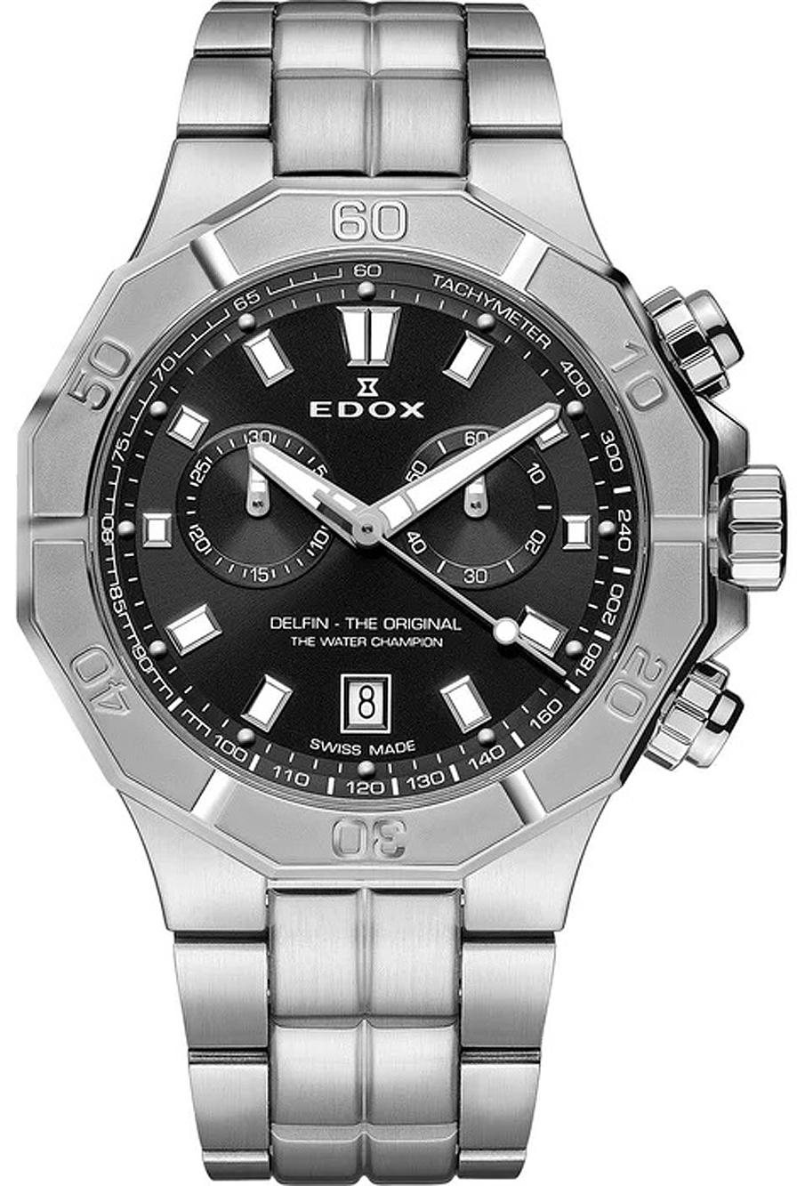 Edox Herrklocka 10113-3M-NIN Delfin Svart/Stål Ø43 mm - Edox