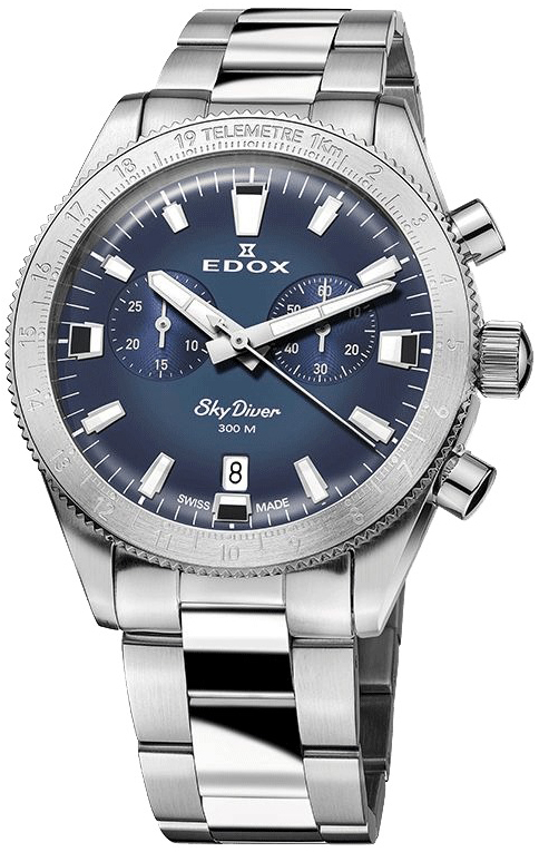Edox Herrklocka 10116-3-BUIDN Skydiver Blå/Stål Ø40 mm - Edox