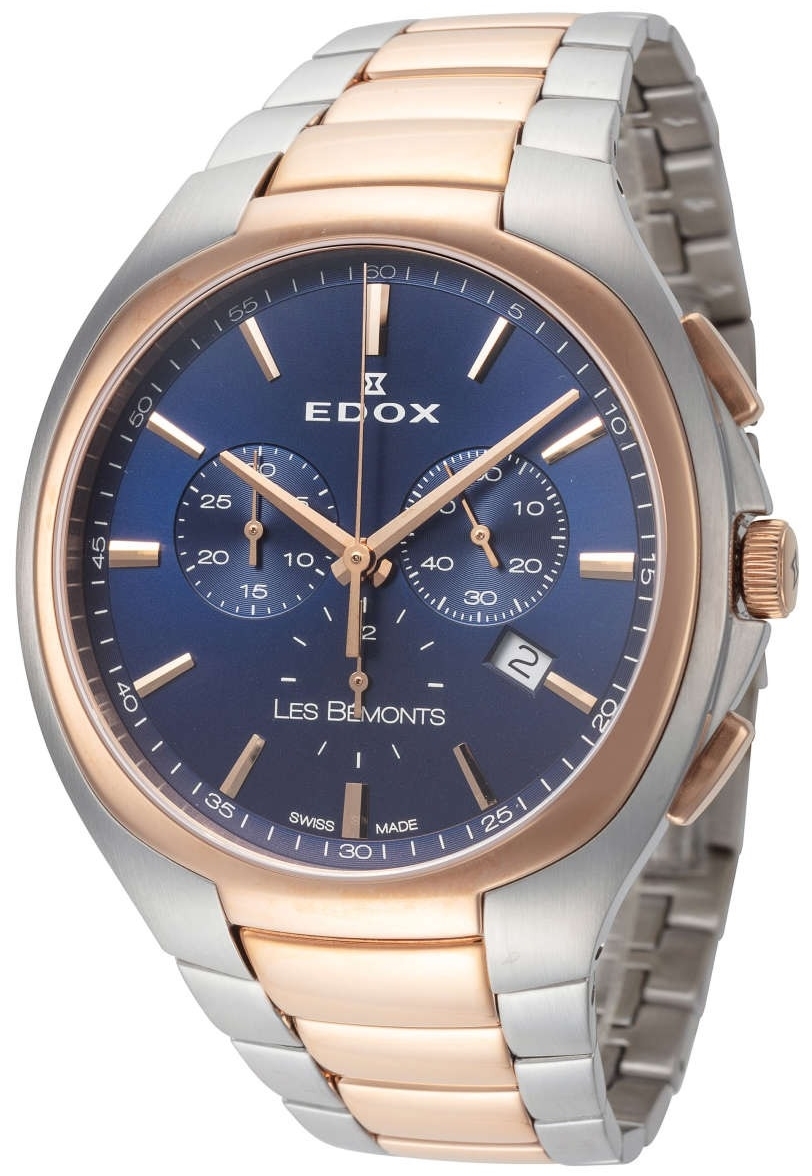Edox Herrklocka 10239-357R-BUIR Les Bemonts Bl&aring;/Ros&eacute;guldstonat