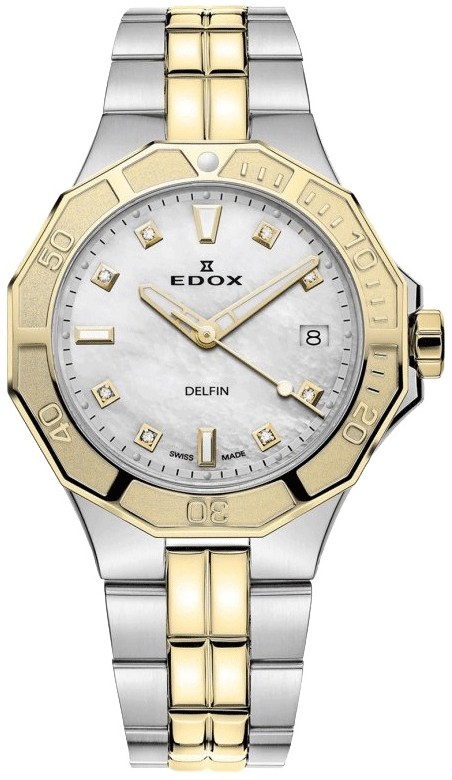Edox Damklocka 53020-357JM-NADD Delfin Vit/Gulguldtonat stål Ø38 mm - Edox