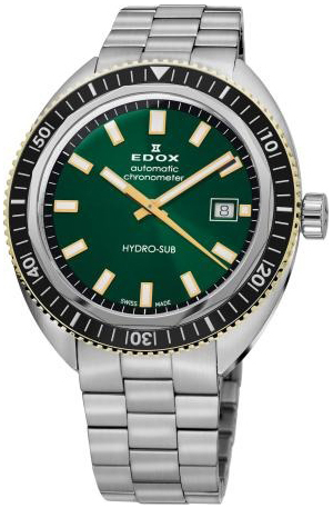Edox Herrklocka 80128-357-JNM-VID Hydro-Sub Grön/Stål Ø42 mm - Edox