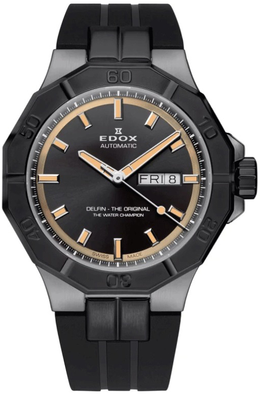 Edox Herrklocka 88008-37GNCA-GBEI Delfin The Original Svart/Gummi - Edox