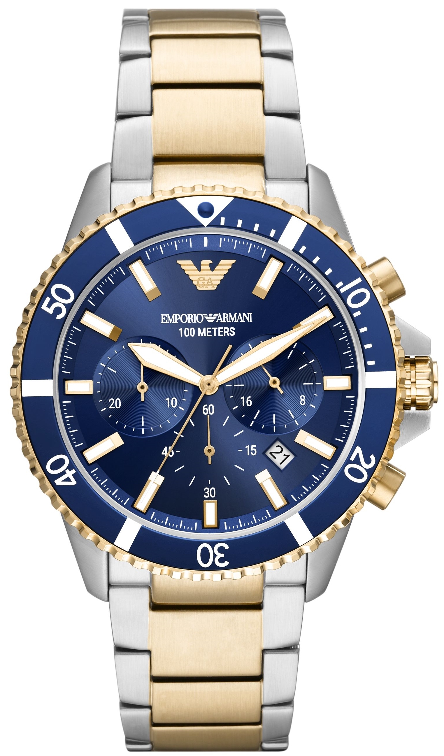 Emporio Armani Herrklocka AR11362 World Explorer Blå/Guldtonat stål
