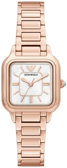 Emporio Armani Damklocka AR11743 Vit/Ros&eacute;guldstonat st&aring;l