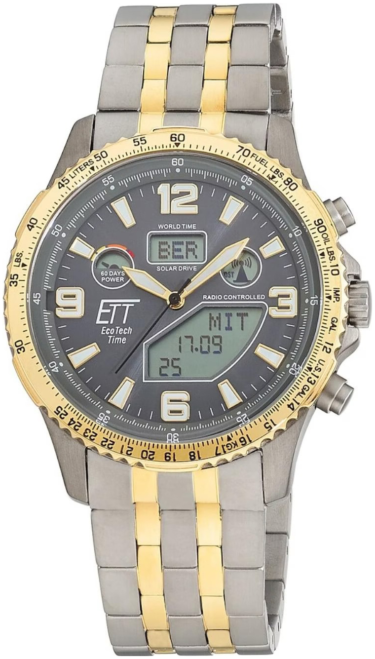 ETT Eco Tech Time Herrklocka EGT-11722-52M Funk Gr&aring;/Gulguldtonat