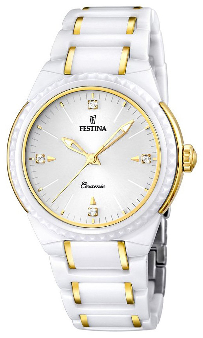 Festina Dress Damklocka F16698-2 Vit/Gulguldtonat stål Ø35 mm - Festina