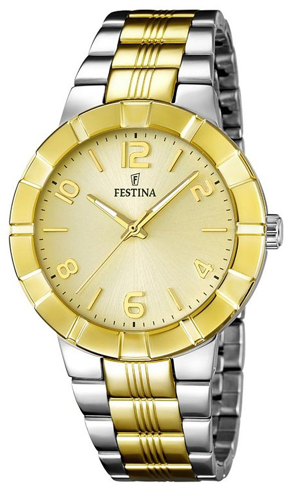 Festina Dress Damklocka F16712-1 Champagnefärgad/Gulguldtonat stål Ø36 - Festina