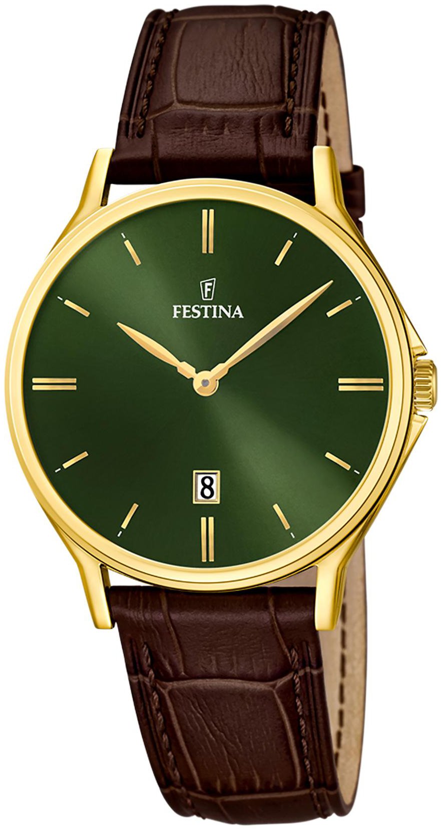 Festina Herrklocka F16747-5 Classic Gr&ouml;n/L&auml;der &Oslash;39 mm
