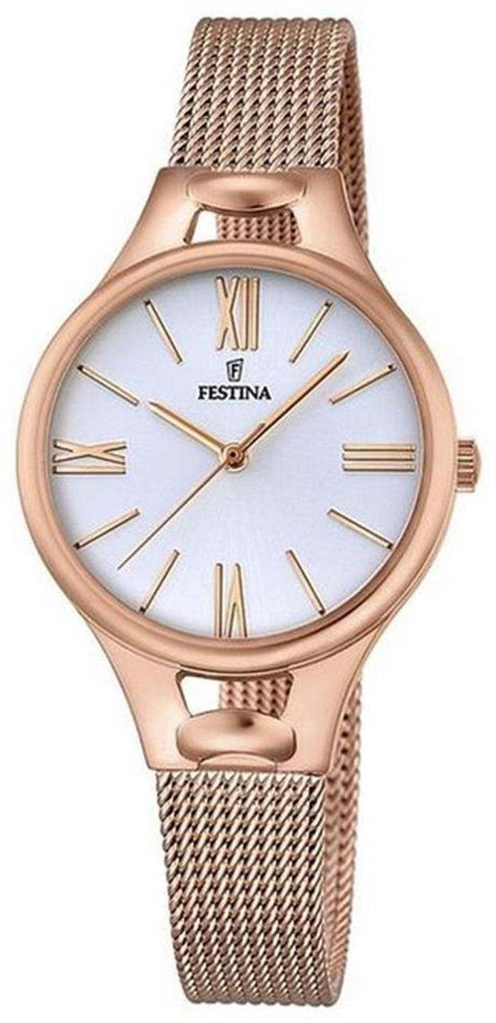 Festina Dress Damklocka F16952-1 Vit/Roséguldstonat stål Ø32 mm - Festina