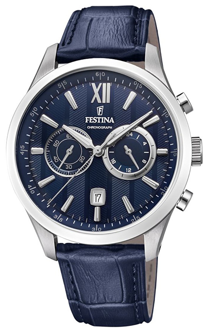 Festina Herrklocka F16996-3 Blå/Läder Ø44 mm - Festina