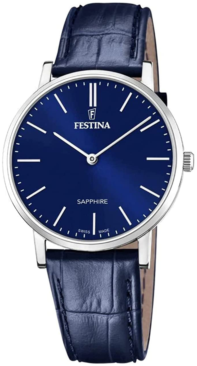 Festina Herrklocka F20012-3 Swiss Made Blå/Läder Ø39 mm - Festina