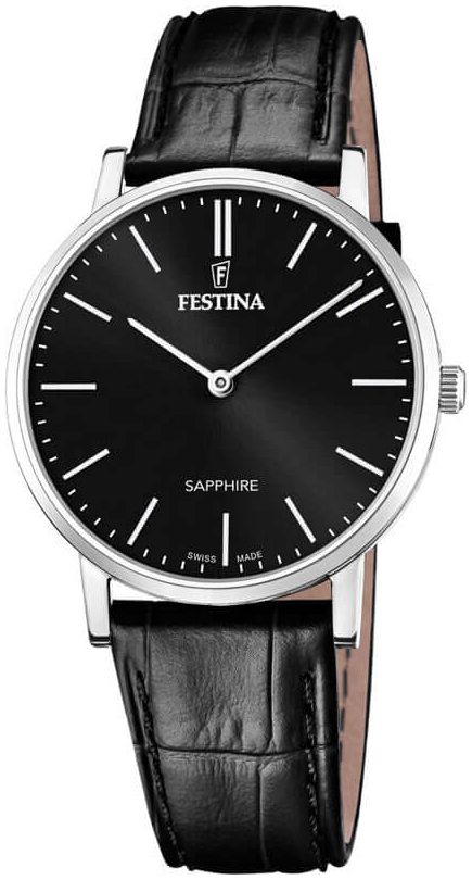 Festina Herrklocka F20012-4 Swiss Made Svart/Läder Ø39 mm - Festina