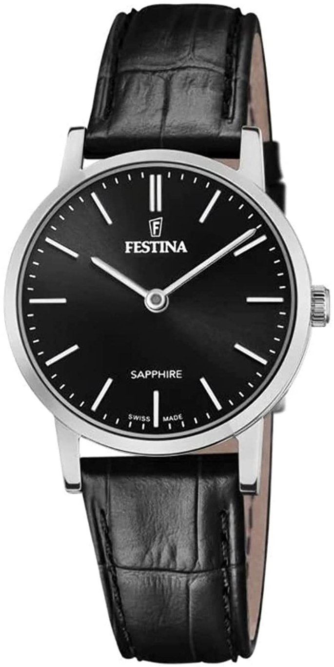 Festina Damklocka F20013-4 Swiss Made Svart/Läder Ø29 mm - Festina