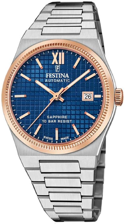Festina Herrklocka F20030-2 Swiss Made Blå/Stål Ø40 mm - Festina