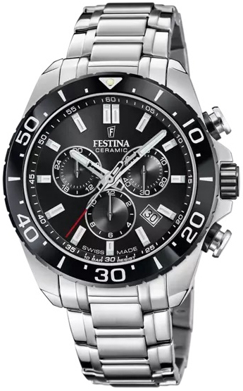 Festina Herrklocka F20042-4 Swiss Made Svart/Stål Ø44 mm