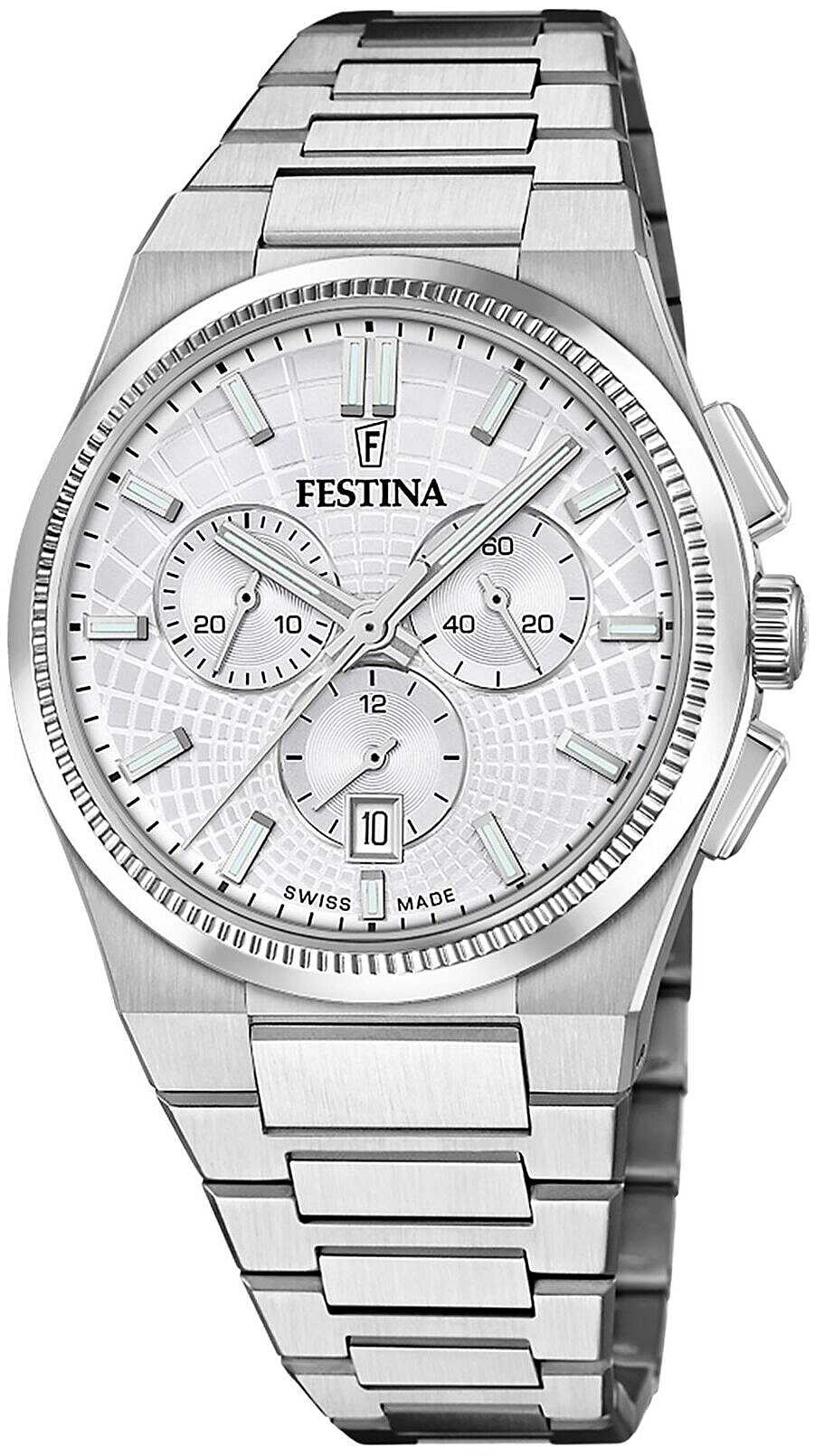 Festina Herrklocka F20059-1 Swiss Made Silverfärgad/Stål Ø42.5 mm - Festina