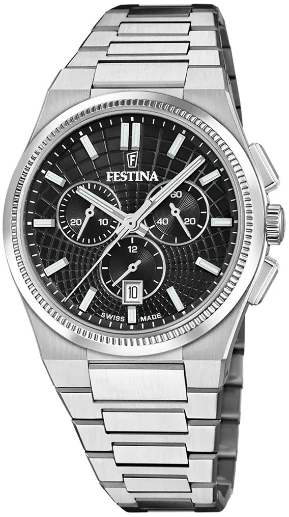 Festina Herrklocka F20059-4 Swiss Made Svart/Stål Ø42.5 mm - Festina