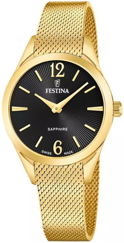 Festina Damklocka F20077-5 Grace Svart/Gulguldtonat stål Ø32 mm - Festina