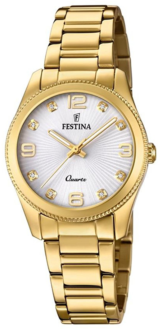 Festina Damklocka F20210-1 Vit/Gulguldtonat stål Ø31 mm - Festina