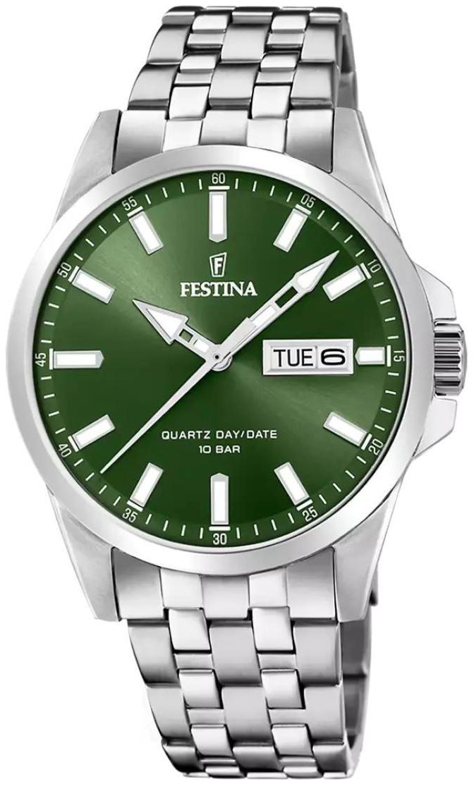 Festina Herrklocka F20357-5 Classic Grön/Stål Ø41 mm