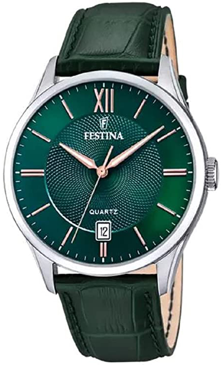Festina Herrklocka F20426-7 Classic Gr&ouml;n/L&auml;der &Oslash;43 mm