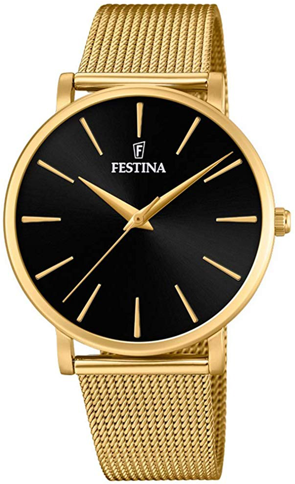 Festina Damklocka F20476-2 Svart/Gulguldtonat stål Ø38 mm - Festina