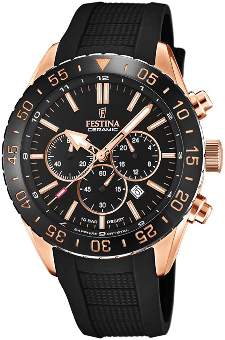 Festina Herrklocka F20516-2 Ceramic Svart/Gummi Ø44 mm - Festina