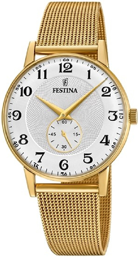 Festina F20569-1 Retro Silverfärgad/Gulguldtonat stål Ø36 mm - Festina