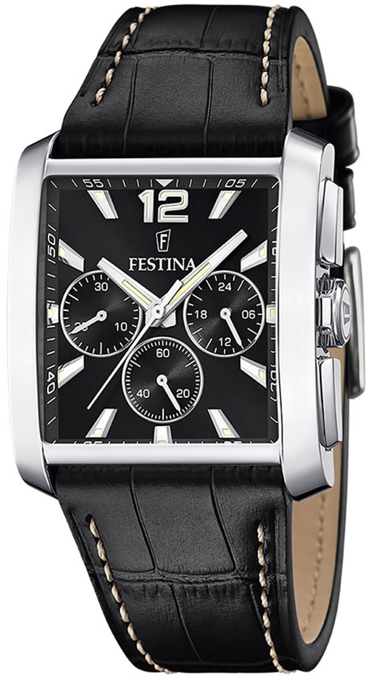 Festina Herrklocka F20636-4 Timeless Svart/Läder - Festina