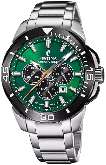 Festina Herrklocka F20641-A Chrono Bike Grön/Stål Ø47 mm