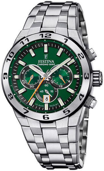 Festina Herrklocka F20670-2 Chrono Bike Grön/Stål Ø44.5 mm - Festina